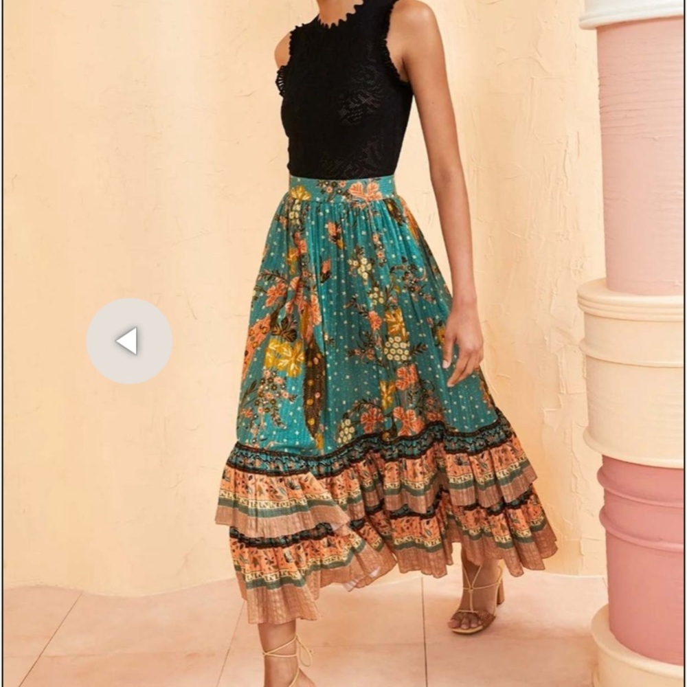 NWT Ulla Johnson Zadie skirt, size 2, hummingbird green multi